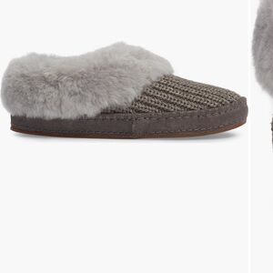 UGG Charcoal Knit Slippers with Plush Lining